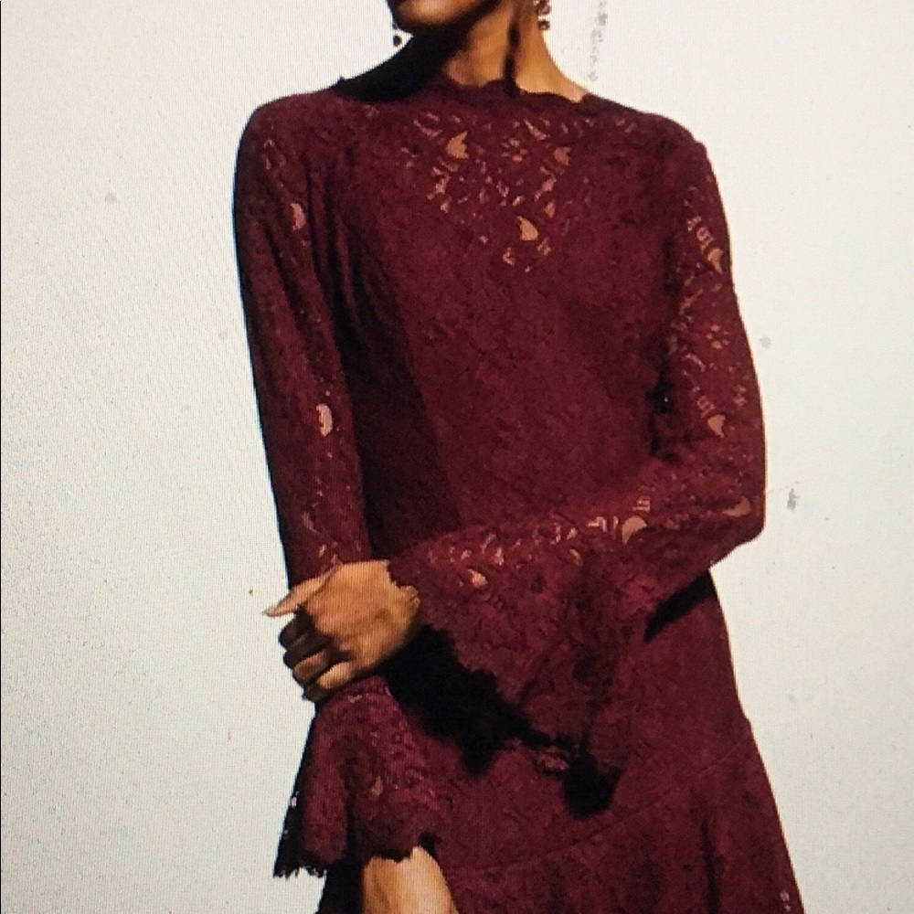 HOLIDAY SEASON Shani lace cocktail dress - illusion neck ruffle hem dress